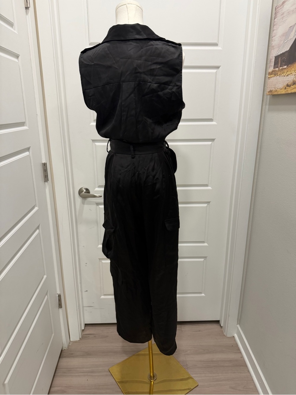 Zara Sleeveless Black Utility Jumpsuit with Belt - Picture 2 of 8